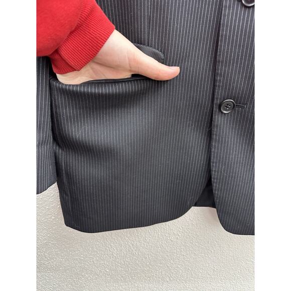 Apt. 9 Mens Suit Coat Size 38R Black Pinstripe Three Button Up Single Breasted - Picture 5 of 15